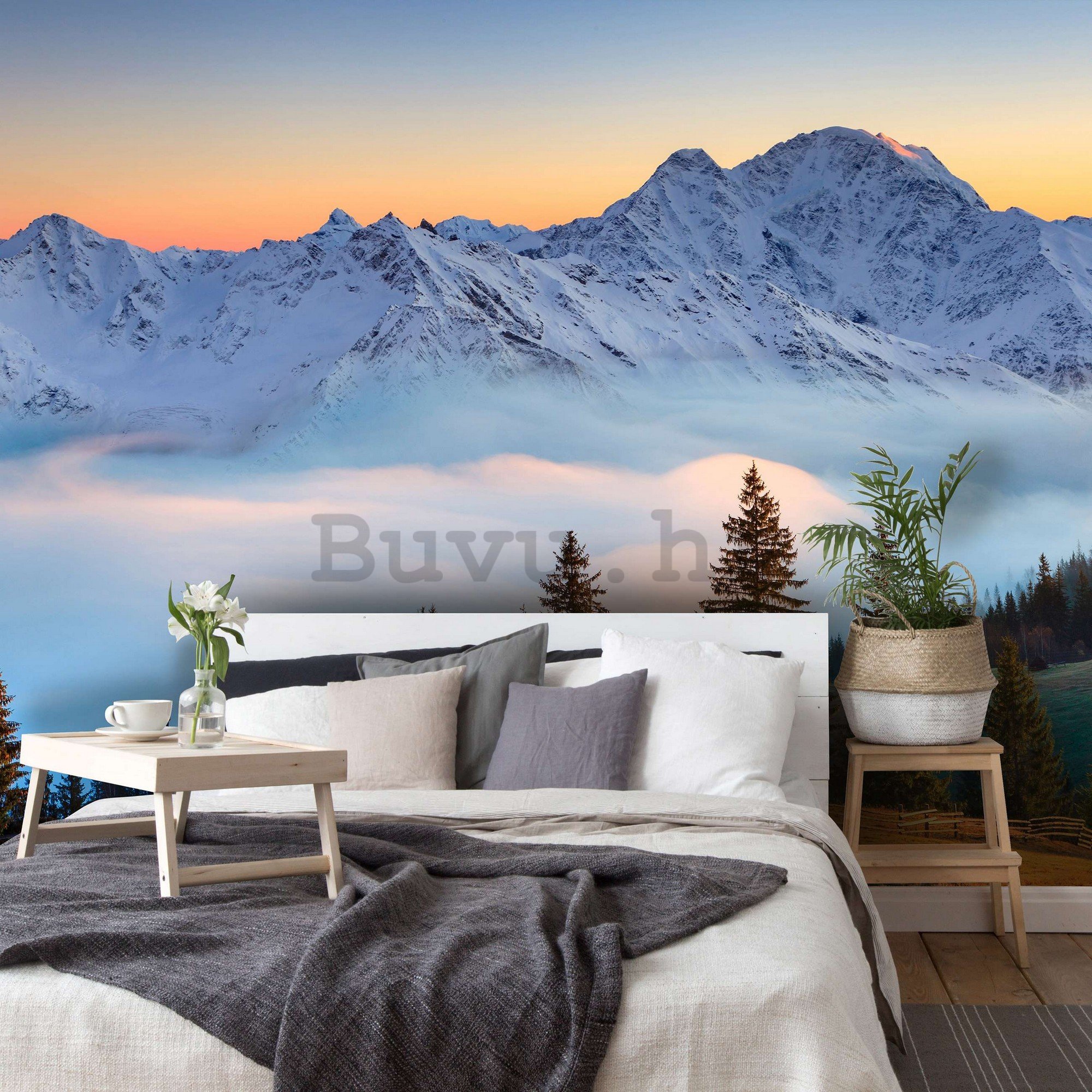 Vlies foto tapeta: Snježni planinski vrhovi - 152,5x104 cm