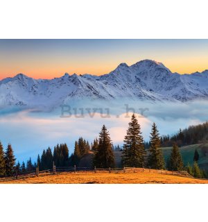 Vlies foto tapeta: Snježni planinski vrhovi - 416x254 cm