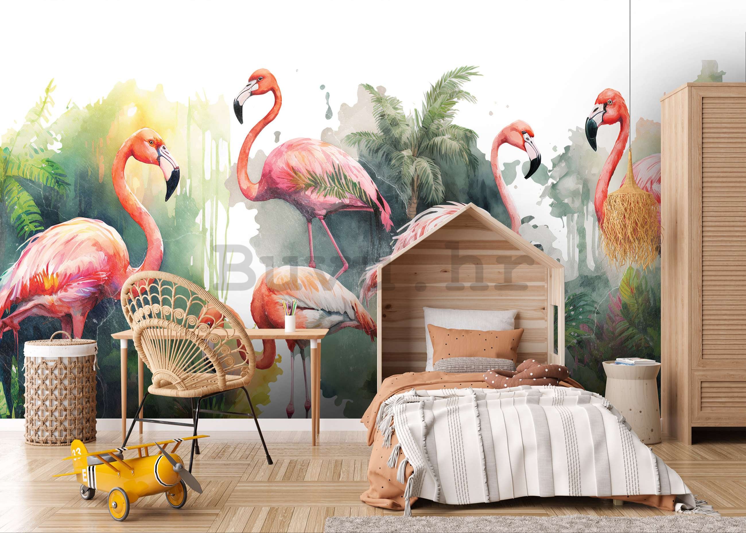 Vlies foto tapeta: Flamingosi u prirodi - 416x254 cm
