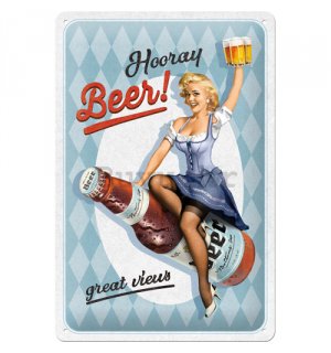 Metalna tabla: Hooray Beer - 30x20 cm