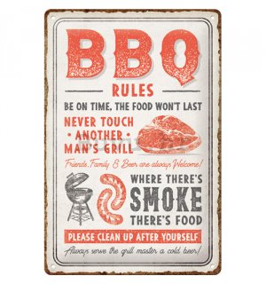 Metalna tabla: BBQ rules - 30x20 cm