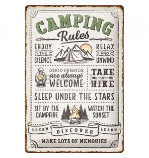 Metalna tabla: Camping rules - 30x20 cm