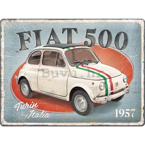 Metalna tabla: Fiat 500 (Turin Italia) - 40x30 cm