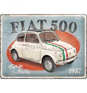 Metalna tabla: Fiat 500 (Turin Italia) - 40x30 cm