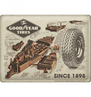 Metalna tabla: Goodyear - Factories since 1898 - 40x30 cm