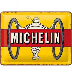 Metalna tabla: Michelin - Tyres Bibendum Yellow - 20x15 cm