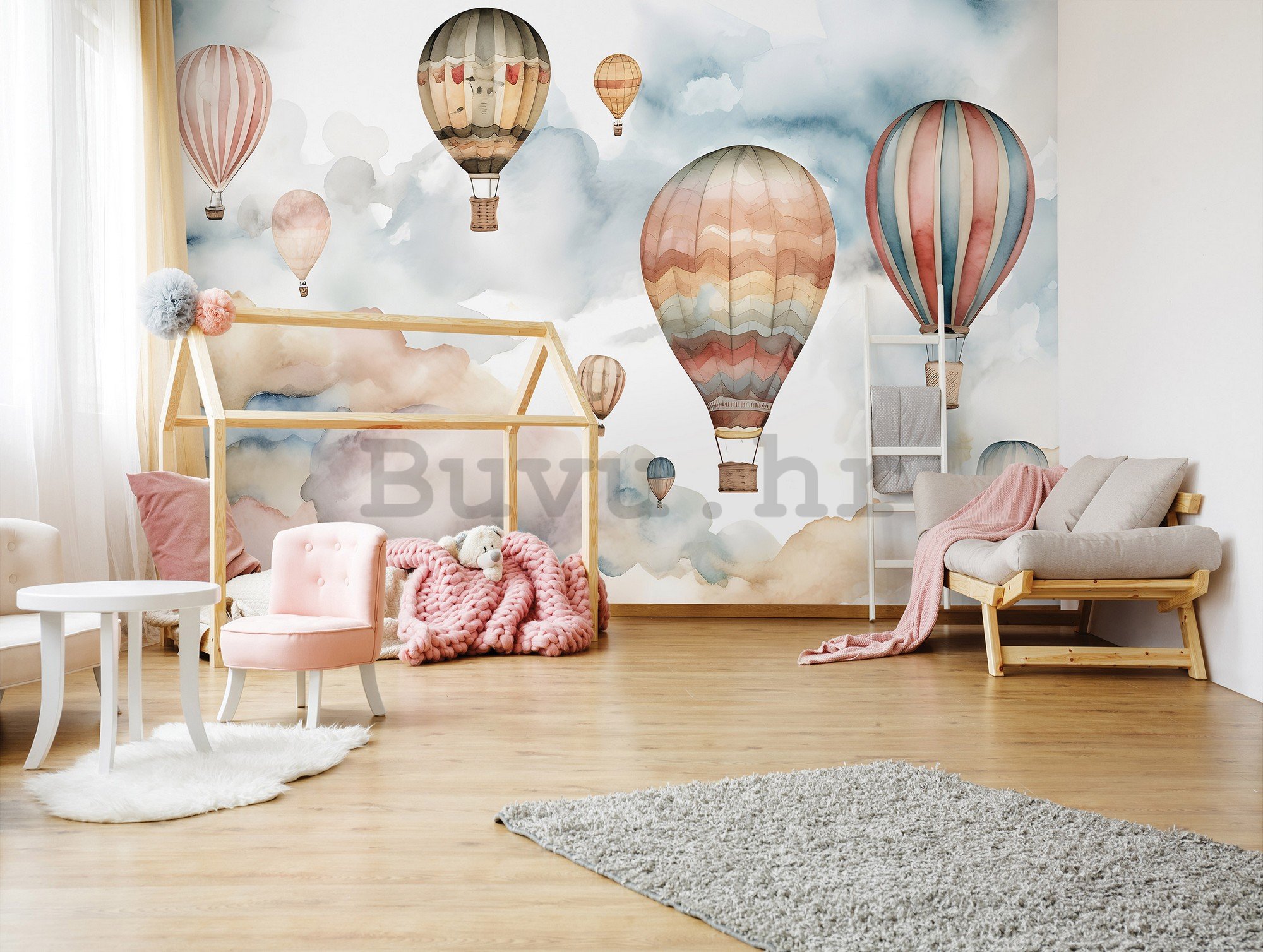 Foto tapeta Vlies: For kids fairytale watercolour balloons (1) - 254x184 cm