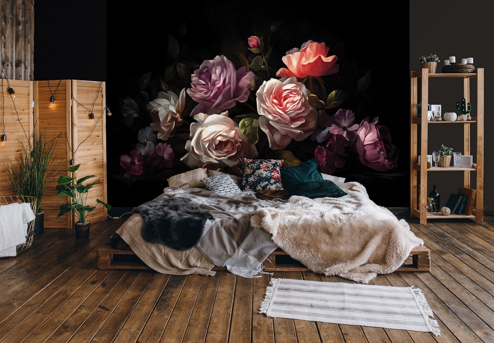 Foto tapeta Vlies: Art painting flowers roses - 254x184 cm