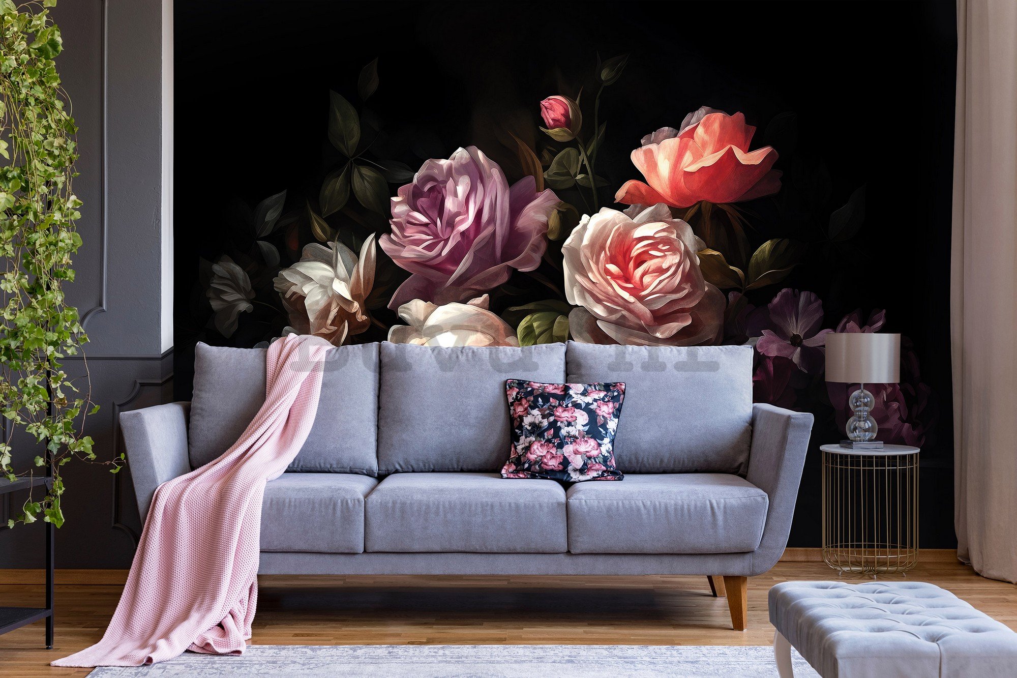Foto tapeta Vlies: Art painting flowers roses - 254x184 cm