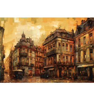 Foto tapeta Vlies: City architecture oil-colours painting - 254x184 cm
