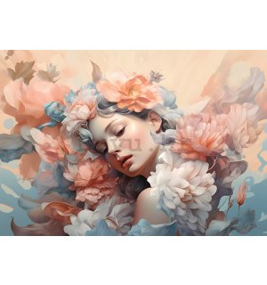 Foto tapeta Vlies: Woman flowers pastel elegance (1) - 254x184 cm