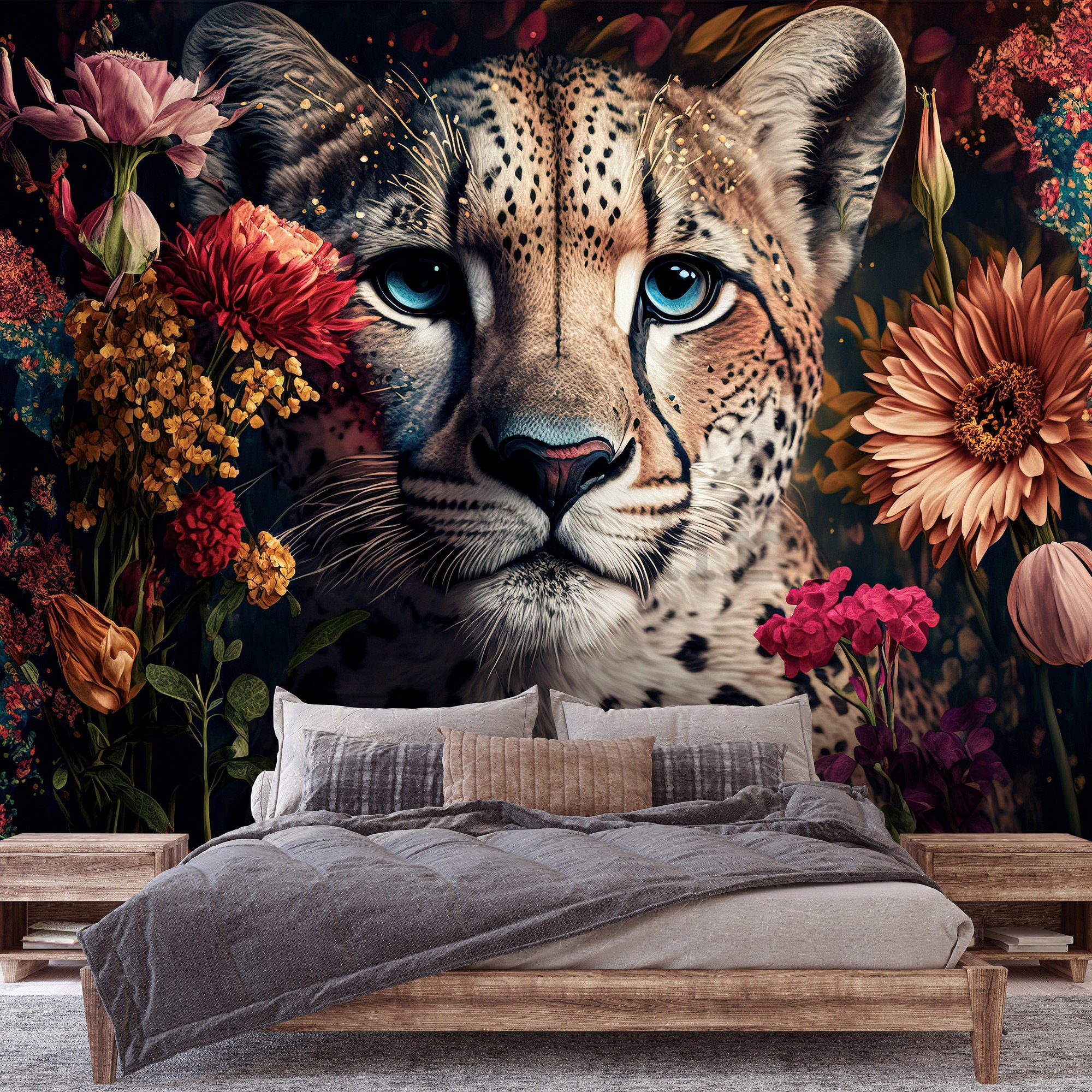 Foto tapeta Vlies: Nature flowers cheetah colours - 254x184 cm