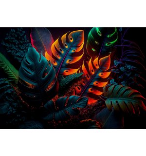 Vlies foto tapeta: Nature leaves art neon - 416x290 cm