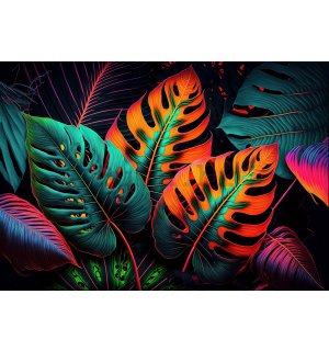 Vlies foto tapeta: Nature leaves art neon - 520x318 cm