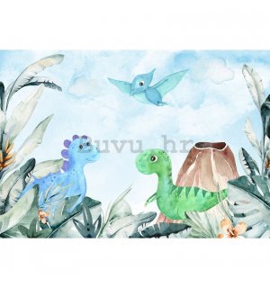 Foto tapeta Vlies: For kids dinosaurs watercolour - 254x184 cm