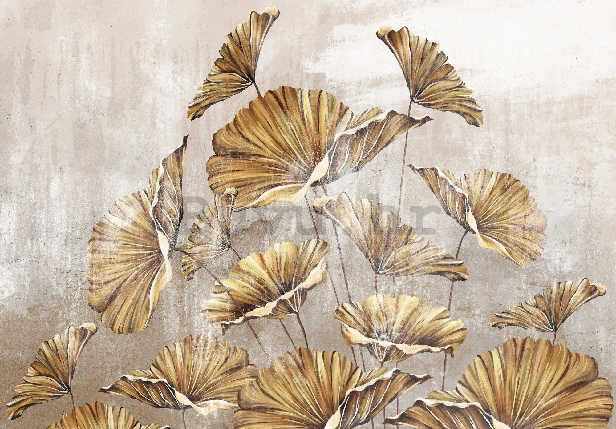 Foto tapeta Vlies: Golden leaves - 254x184 cm