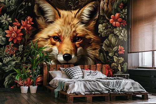 Foto tapeta Vlies: Fox Flowers - 254x184 cm