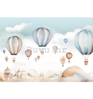 Vlies foto tapeta: For kids fairytale watercolour balloons - 368x254 cm