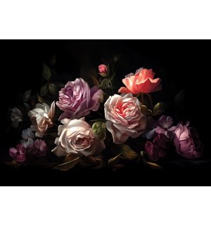 Vlies foto tapeta: Art painting flowers roses - 368x254 cm