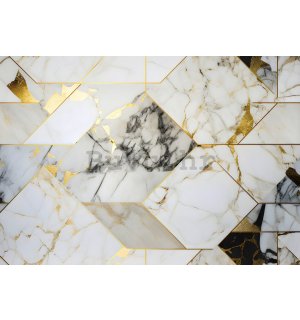 Vlies foto tapeta: Imitation marble gold geometry - 368x254 cm