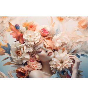Vlies foto tapeta: Woman flowers pastel elegance - 368x254 cm