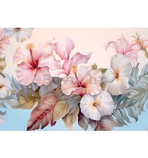 Vlies foto tapeta: Nature flowers hibiscus painting - 368x254 cm