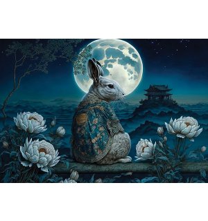 Vlies foto tapeta: Art Orient rabbit moon - 368x254 cm