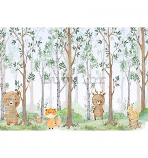 Vlies foto tapeta: For kids forest animals - 368x254 cm