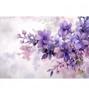 Vlies foto tapeta: Violet Romantic Painted Flowers - 368x254 cm