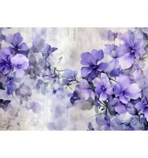 Vlies foto tapeta: Violet Romantic Painted Flowers (1) - 368x254 cm