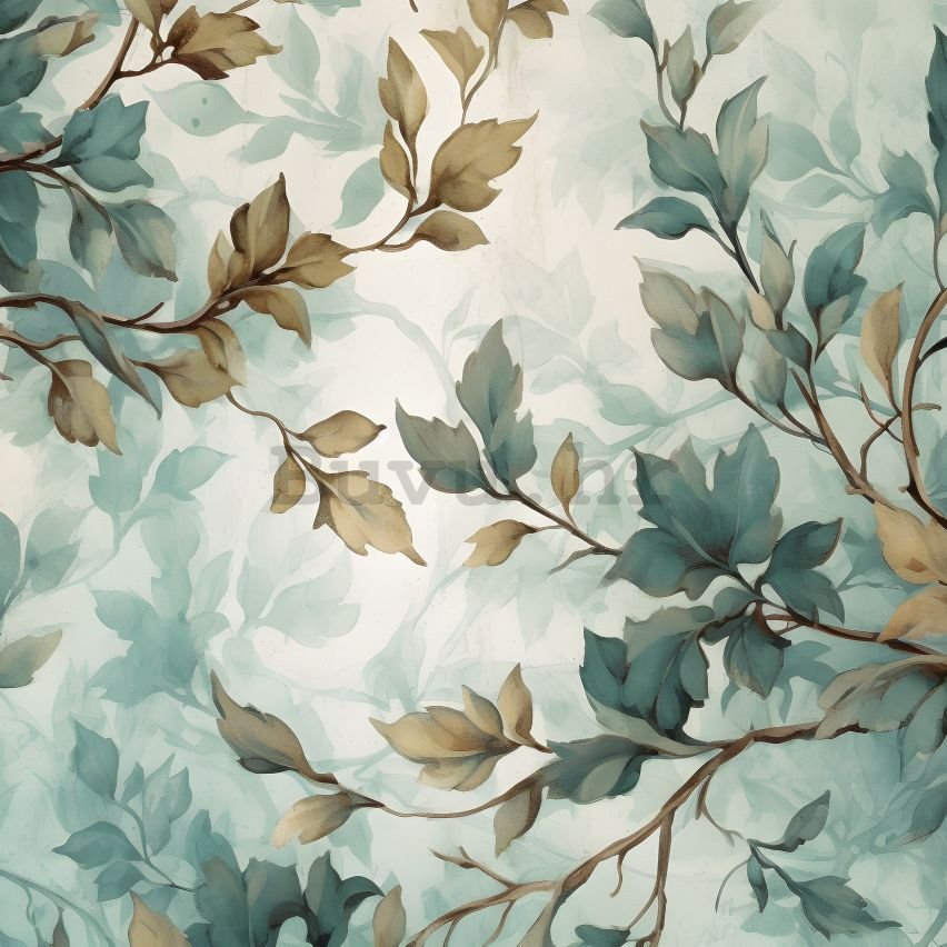 Vlies foto tapeta: Art Painted Leaves Branches - 368x254 cm