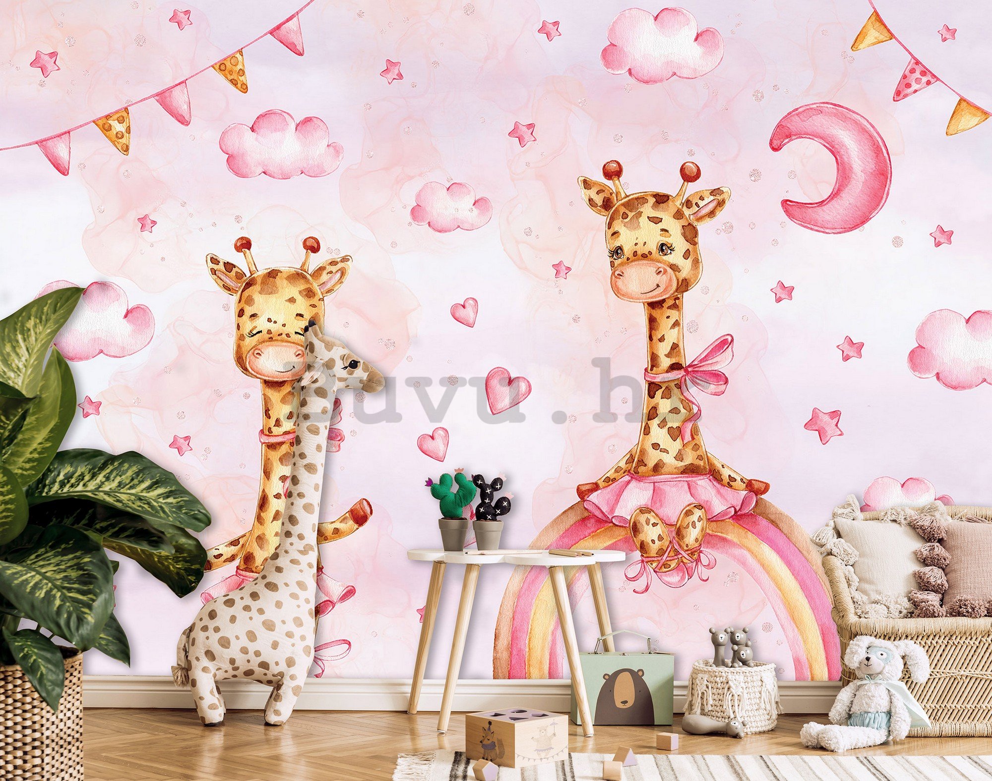 Vlies foto tapeta: Children giraffe - 368x254 cm