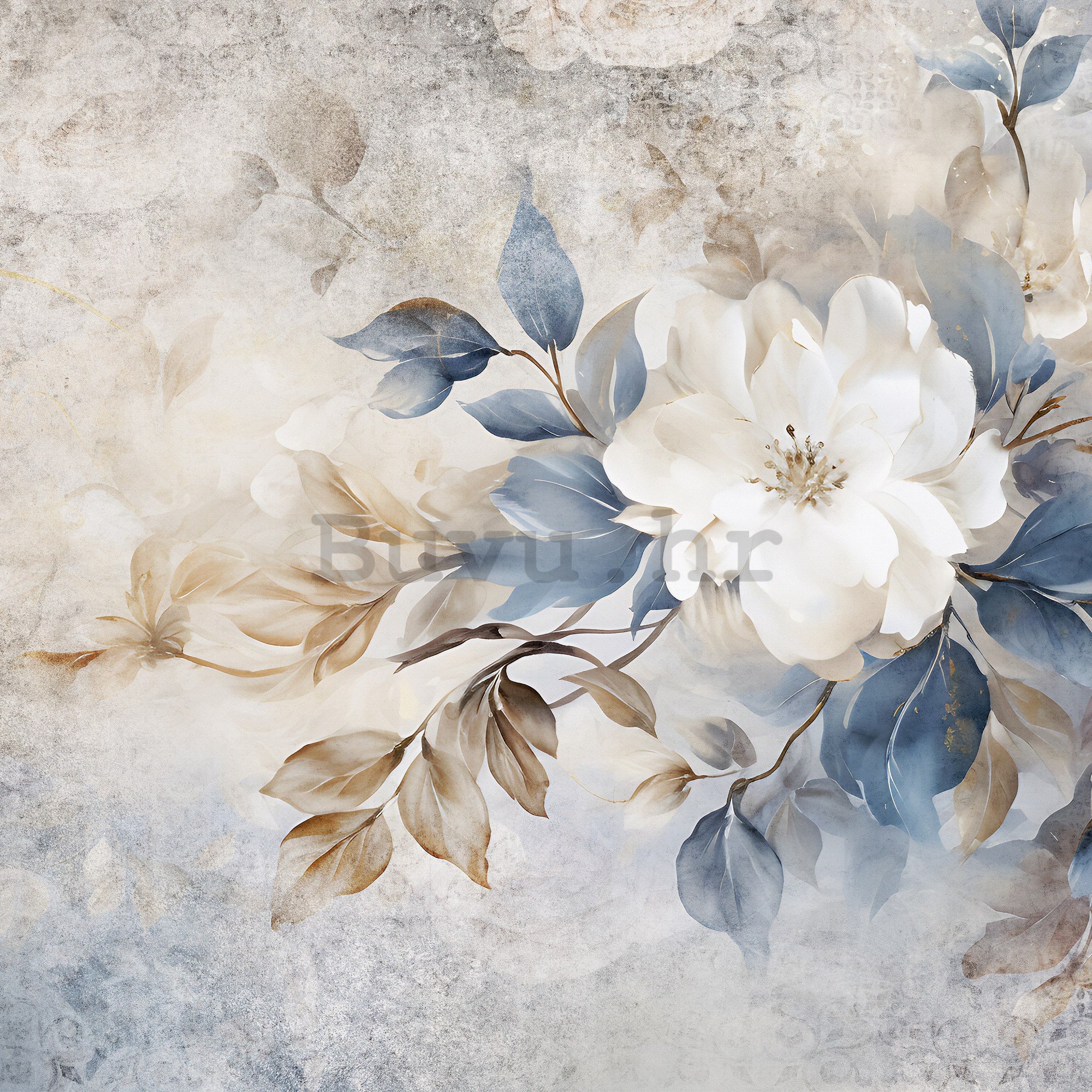 Vlies foto tapeta: Pastel Blue Flowers - 368x254 cm