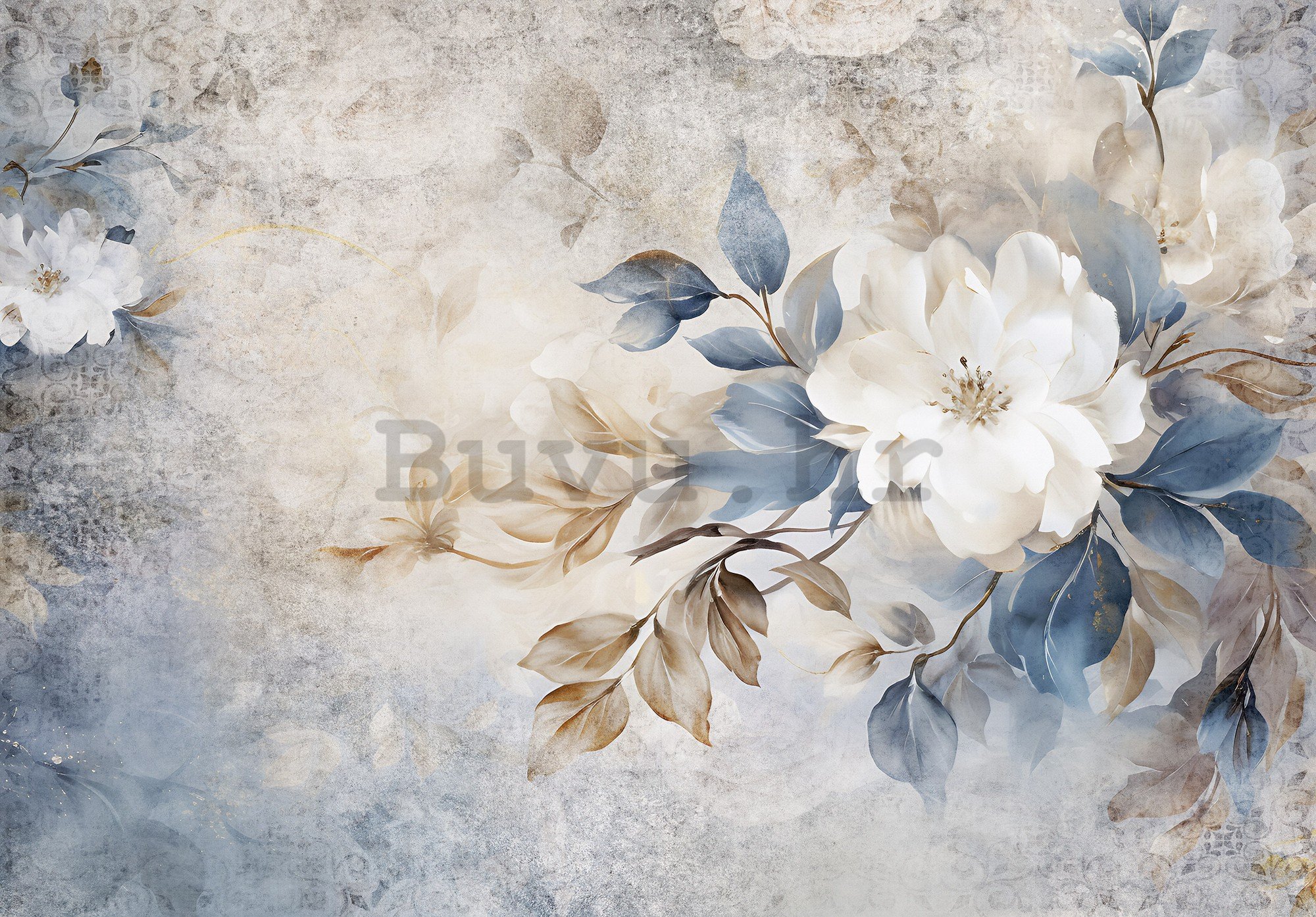 Vlies foto tapeta: Pastel Blue Flowers - 368x254 cm