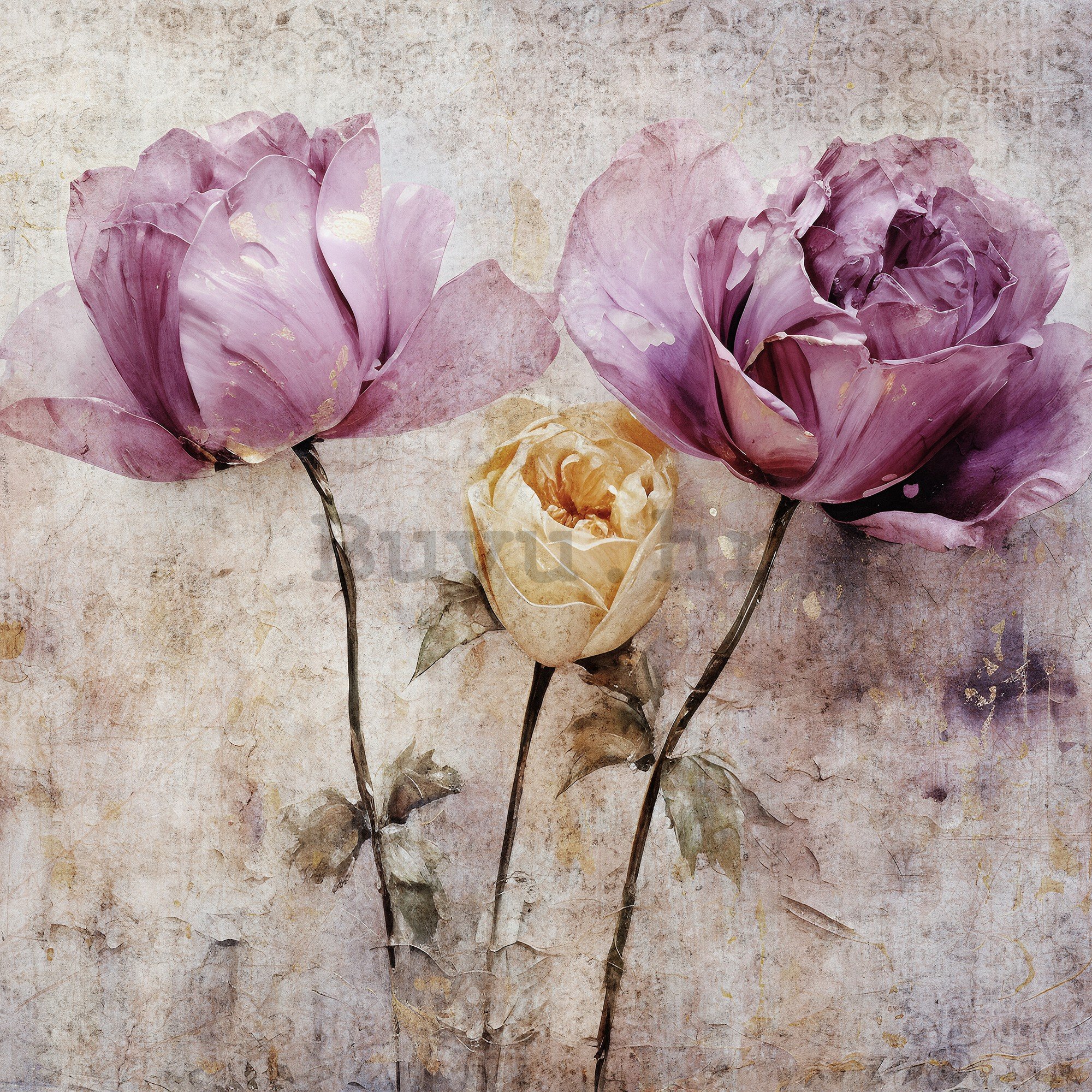 Vlies foto tapeta: Flowers Roses Structure - 368x254 cm