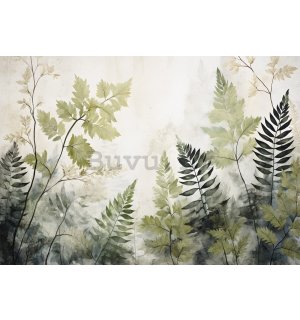 Vlies foto tapeta: Leaves Green Painted - 368x254 cm