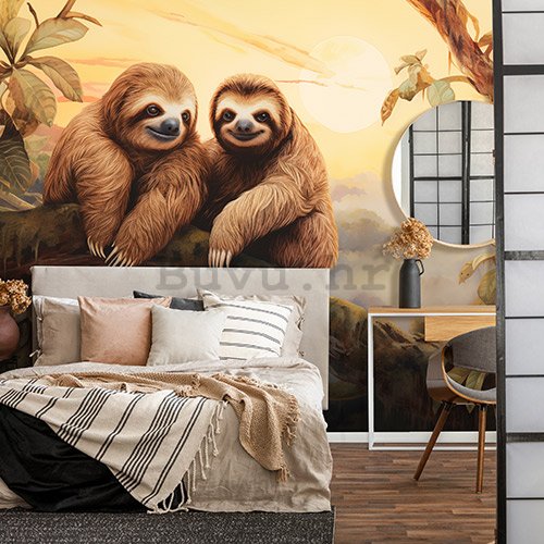 Vlies foto tapeta: Sloths Wild Animals - 368x254 cm