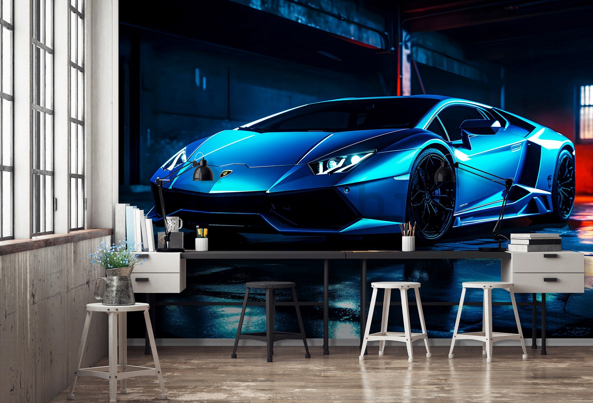 Vlies foto tapeta: Car Lamborghini luxurious neon (1) - 152,5x104 cm