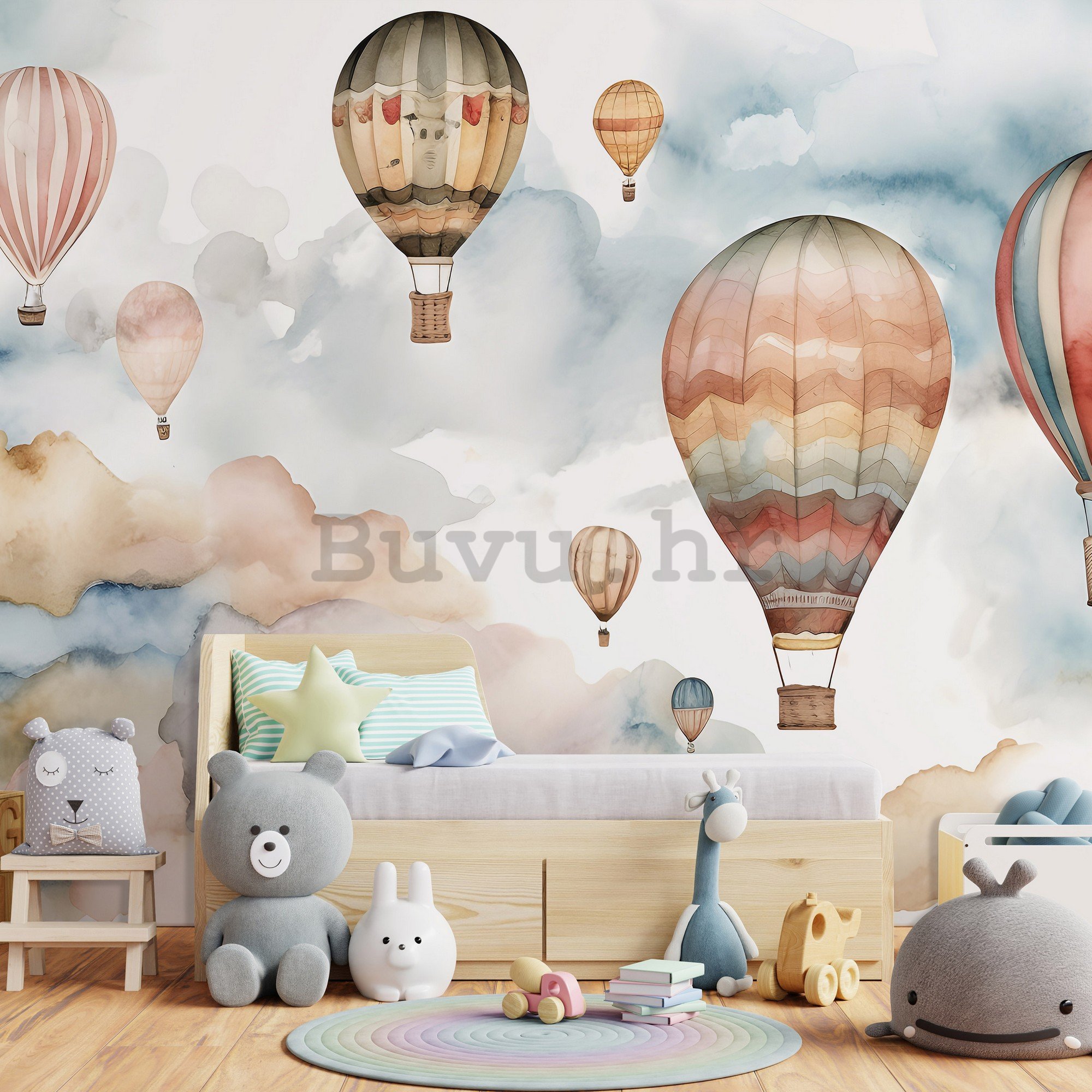 Vlies foto tapeta: For kids fairytale watercolour balloons (1) - 152,5x104 cm