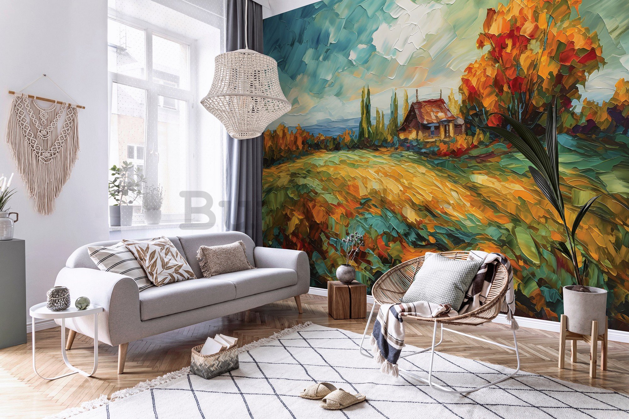 Vlies foto tapeta: Lanscape oil-colour painting nature - 152,5x104 cm