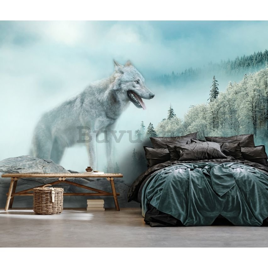 Vlies foto tapeta: Nature forest wolf snow - 152,5x104 cm