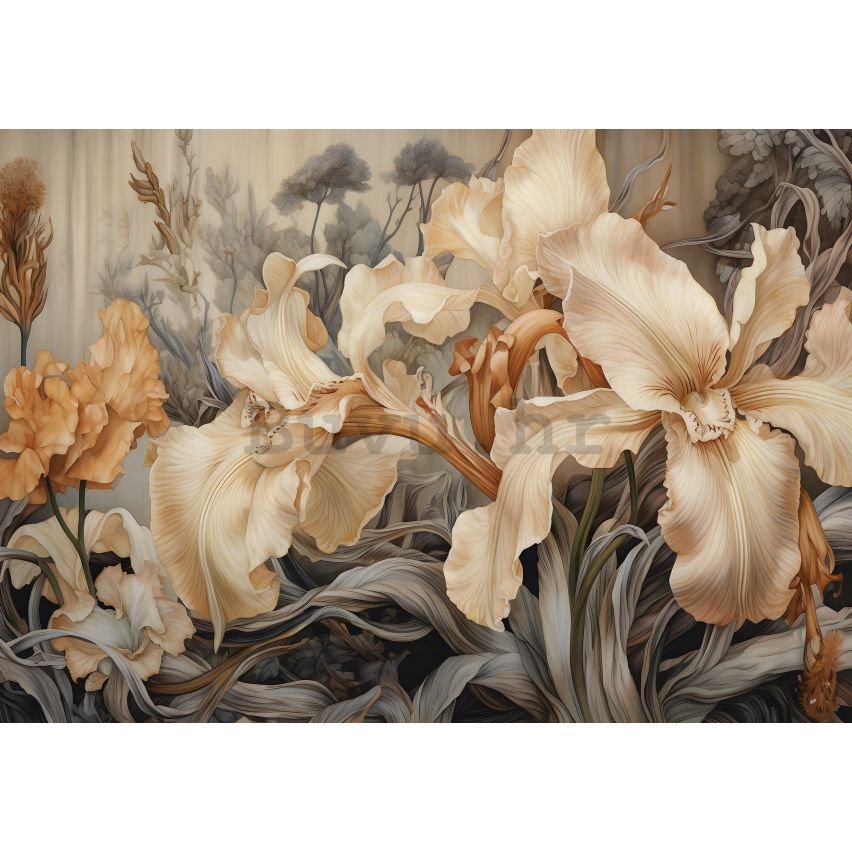 Vlies foto tapeta: Art Nature Beige flowers - 152,5x104 cm