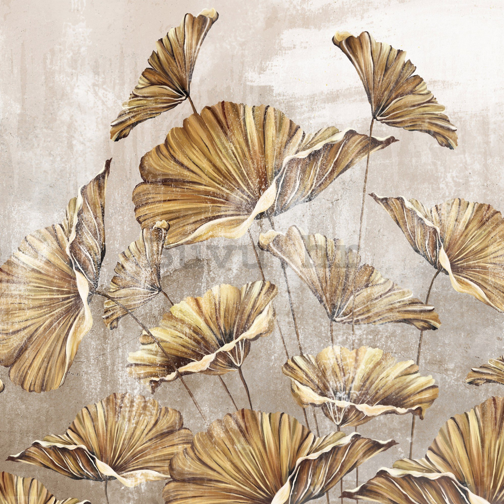 Vlies foto tapeta: Golden leaves - 152,5x104 cm