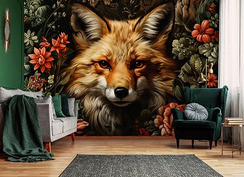 Vlies foto tapeta: Fox Flowers - 152,5x104 cm