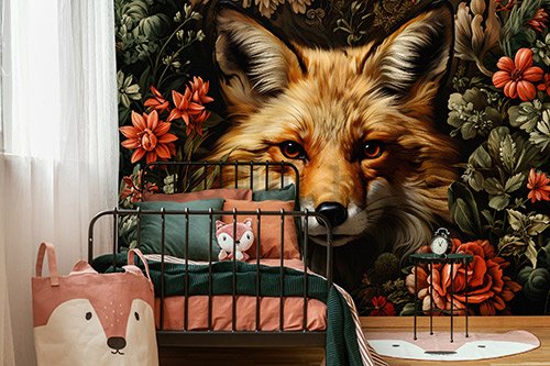 Vlies foto tapeta: Fox Flowers - 152,5x104 cm