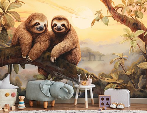 Vlies foto tapeta: Sloths Wild Animals - 152,5x104 cm