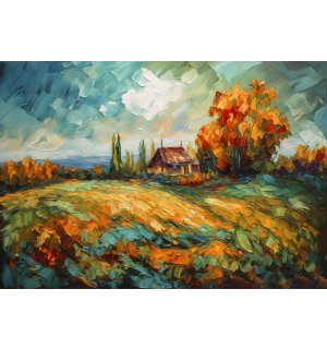 Vlies foto tapeta: Lanscape oil-colour painting nature - 104x70,5 cm