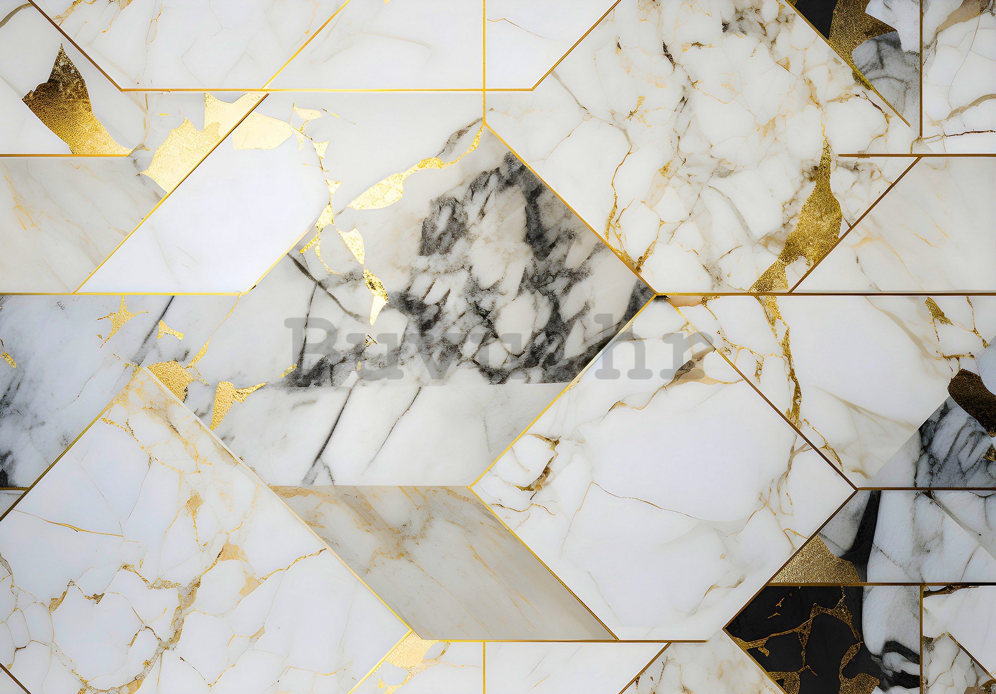 Vlies foto tapeta: Imitation marble gold geometry - 104x70,5 cm