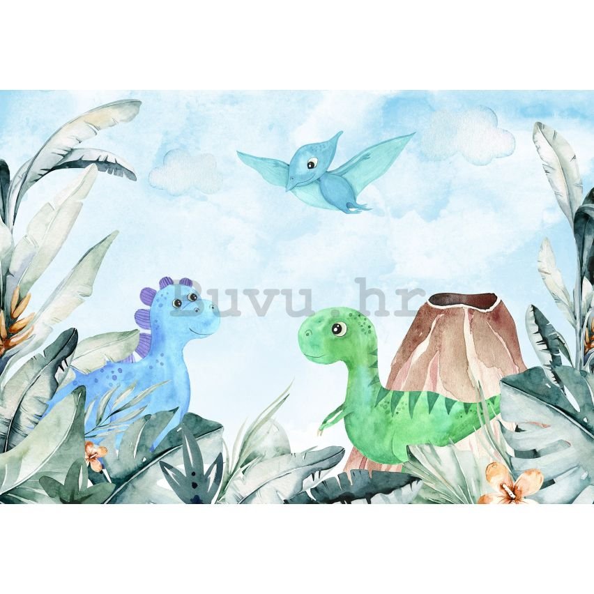 Vlies foto tapeta: For kids dinosaurs watercolour - 104x70,5 cm