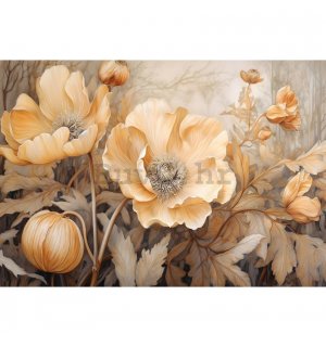Vlies foto tapeta: Art Nature Beige Big Flowers - 104x70,5 cm